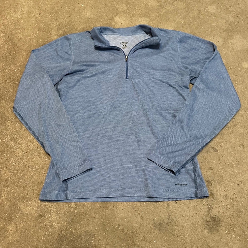 Patagonia Capilene Pullover‎ Womens Medium Blue 1/4 Zip Base Layer 44276F5